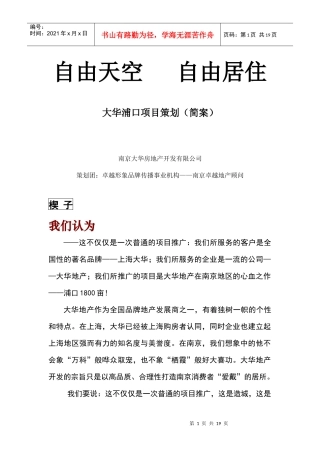 大华浦口项目策划简案(1)