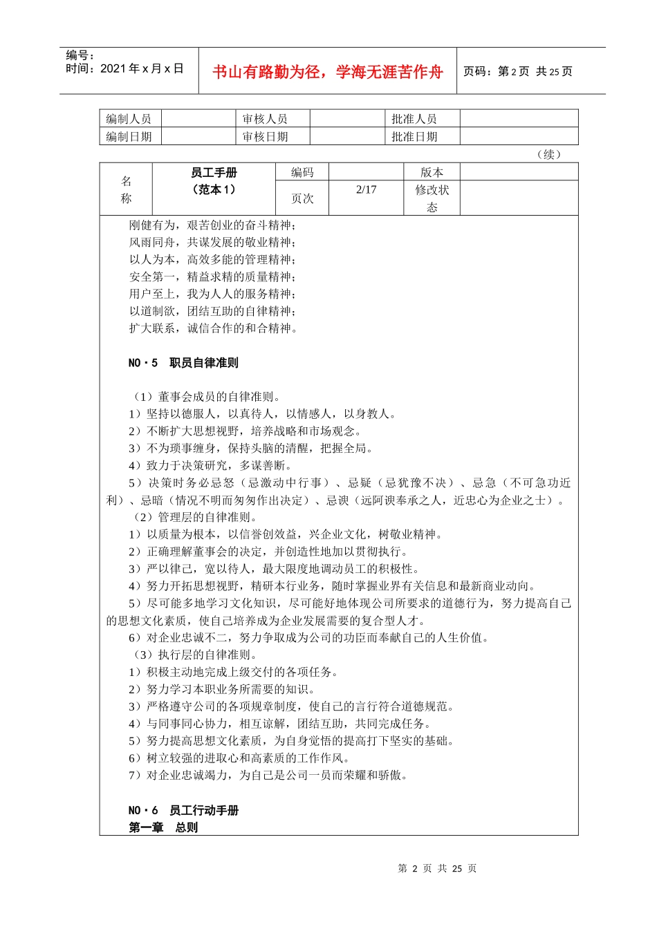 外资企业人力资源员工手册(范本_第2页