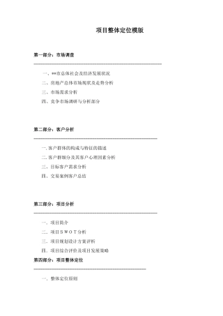 房地产项目整体定位模版