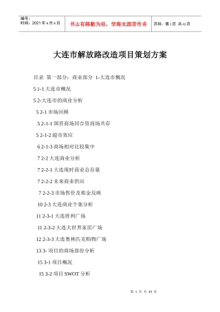 大连市某改造项目策划方案