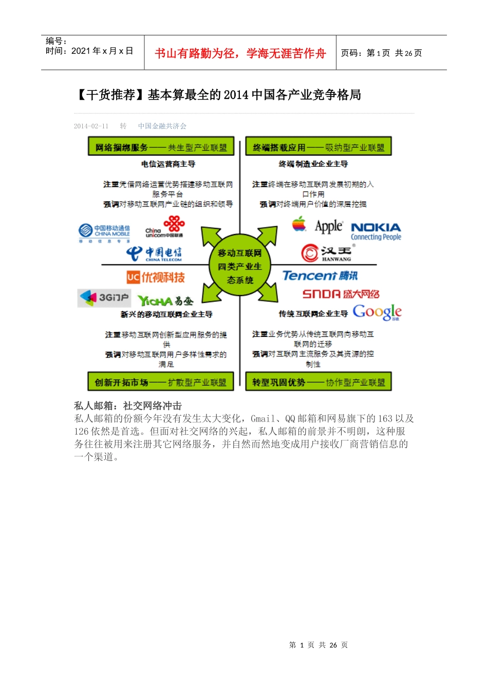 基本算最全的XXXX中国各产业竞争格局_第1页