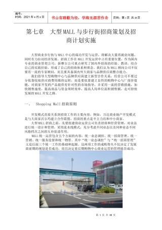 大型MALL与步行街招商策划及招商计划实施