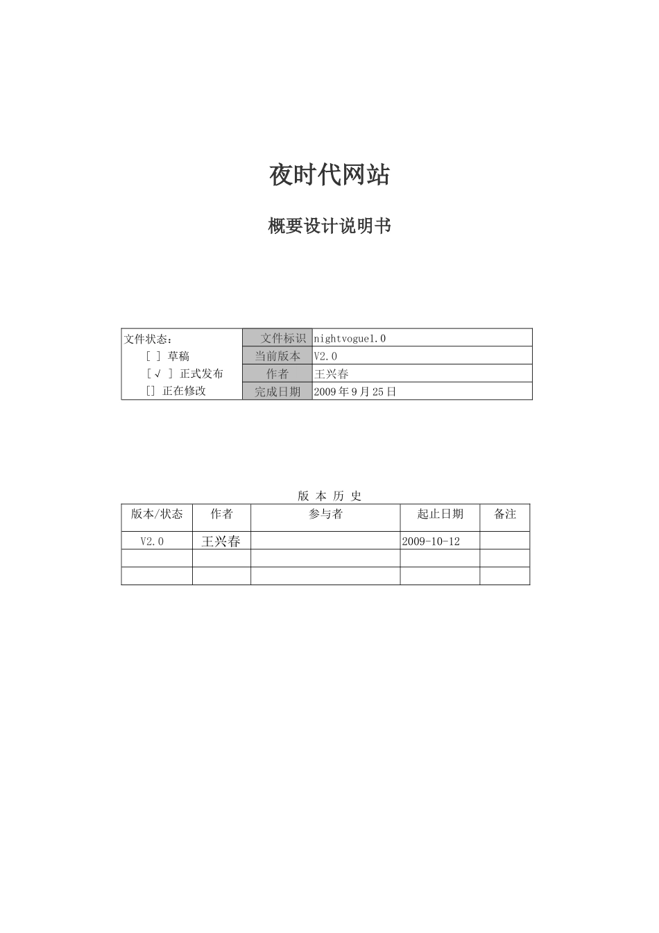 夜时代SNS大型社区策划概要设计说明书_第1页