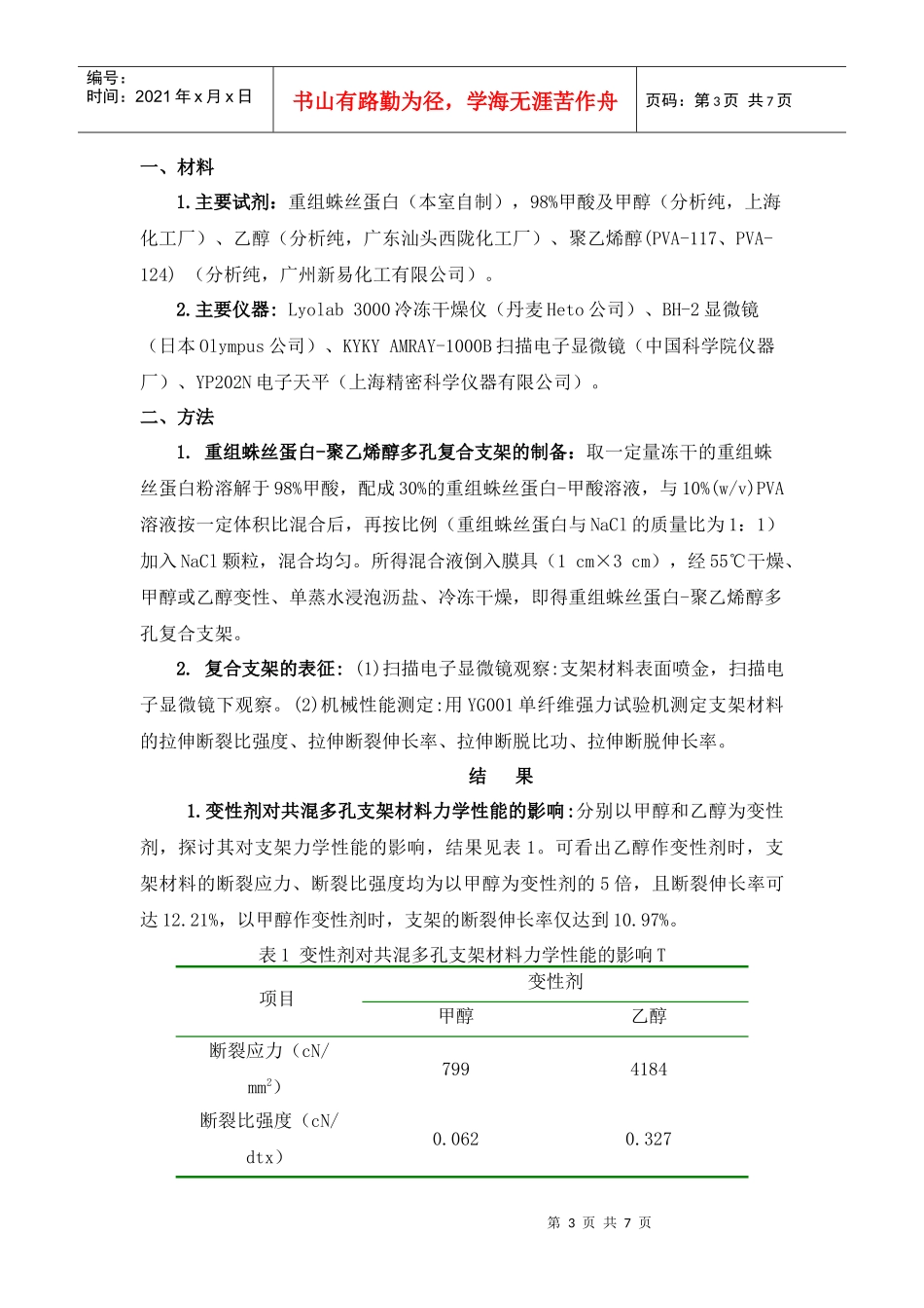 基因重组蛛丝蛋白聚乙烯醇复合支架材料的制备_第3页