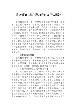 局党组第二批主题教育自查评估报告