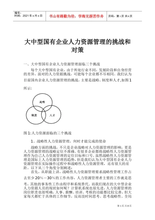大中型国有企业人力资源管理的挑战与对策