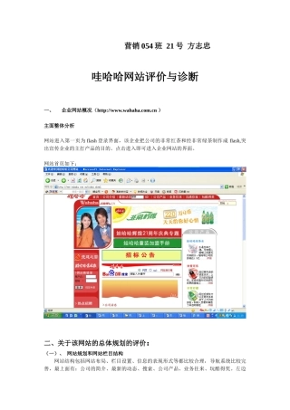 哇哈哈网站评价与诊断
