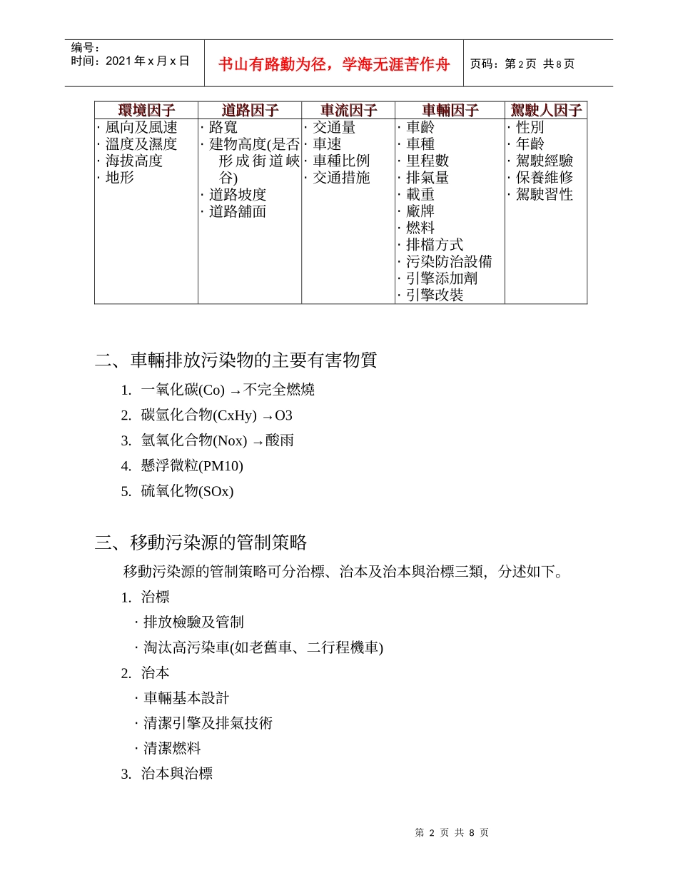 城市移动污染管理及低污染运具推动策略_第2页