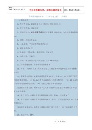 天富电力公司企业债案例研究
