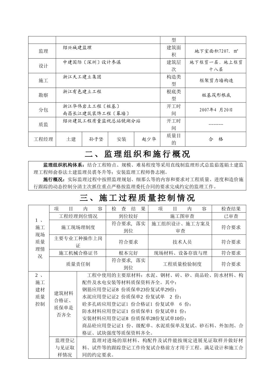 竣工监理报告2_地块商业办公楼地下室部分_第2页