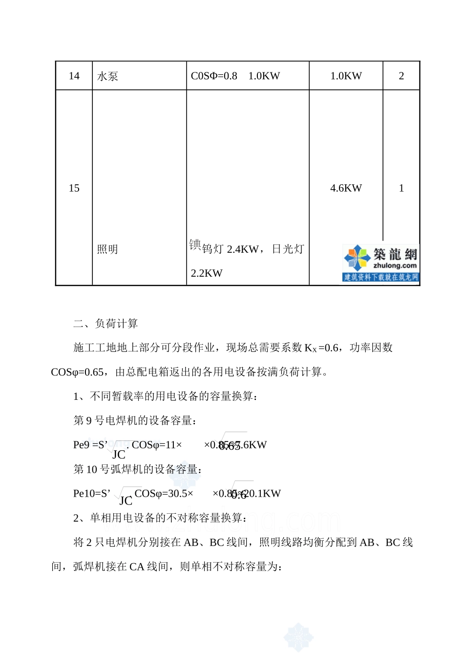 建筑施工临时用电计算小结_secret_第2页