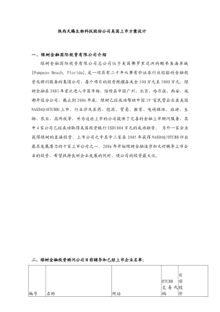 天赐生物科技公司美国上市方案设计
