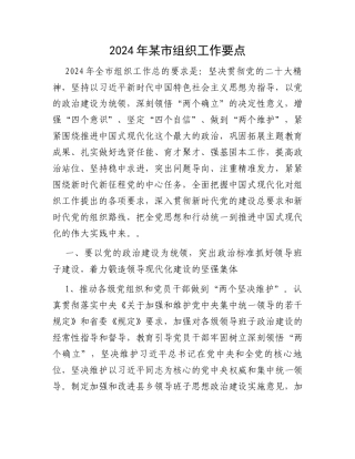 2024年某市组织工作要点