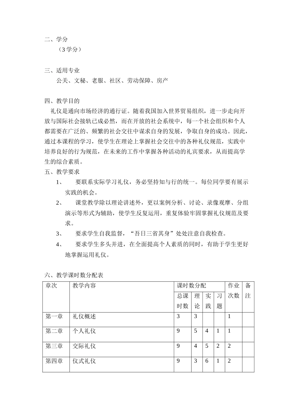 大连xx技术学院现代交际礼仪教学大纲_第2页