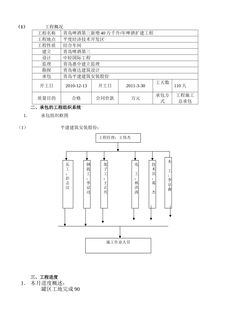 青岛啤酒第三有限公司新增40万千升年啤酒扩建项目监理月报_第3页