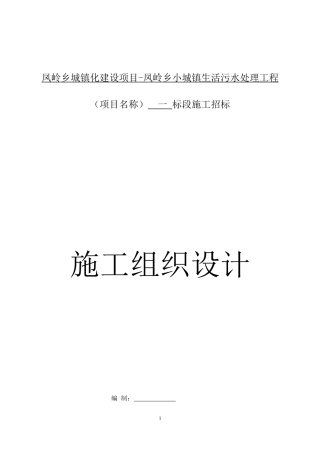 城镇污水处理施工组织设计概述