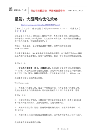 大型网站优化策略