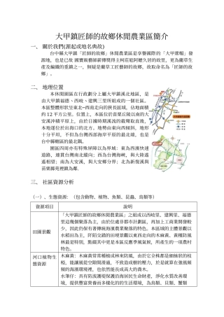 大甲镇匠师的故乡休闲农业区简介