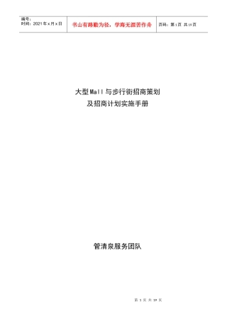 大型Mall与步行街招商策划及招商计划实施手册