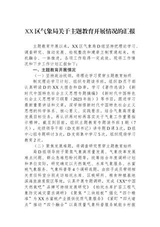 XX区气象局关于主题教育开展情况的汇报