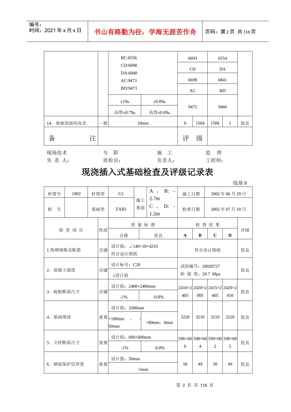 基础施工记录斜插角钢_第2页