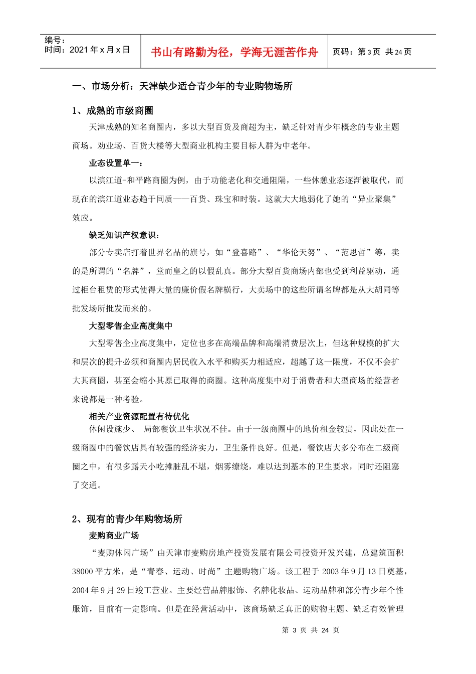 天津某乐园购物商场策划方案_第3页