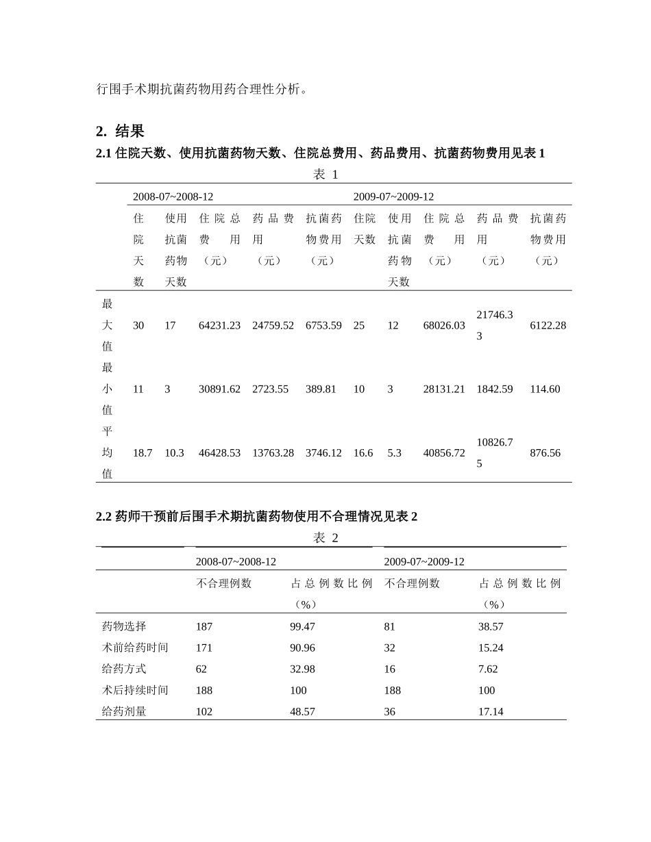 心胸外科临床药师介入围手术期预防用抗菌药物对比分析_第2页