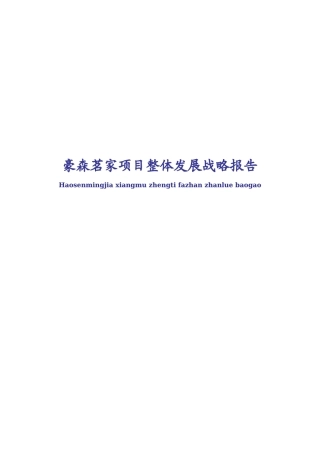 大连豪森茗家房地产项目整体发展战略报告40页