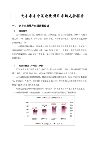 大丰市丰中某地块项目市场定位报告(1)