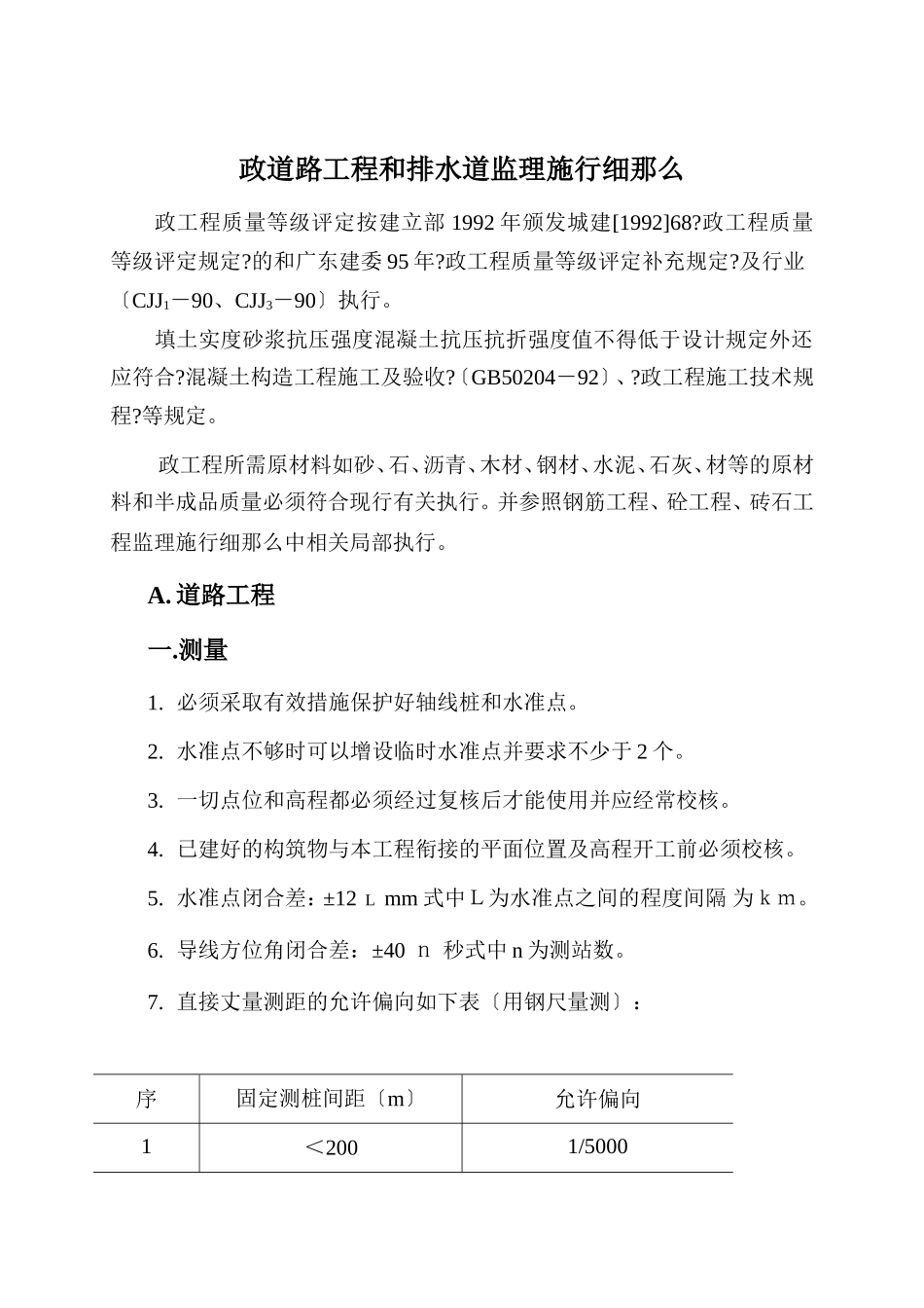 市政排水管道和道路工程监理实施细则_第1页