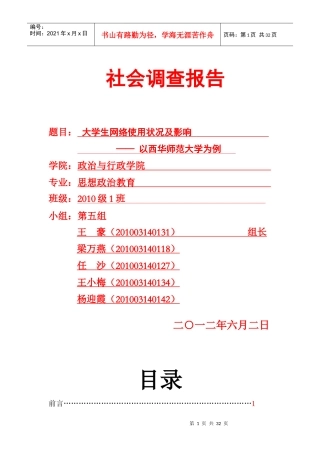 大学生网络使用状况及影响调查报告