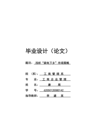 家电下乡市场策略探析
