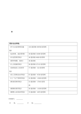 大客户全程购买体验研究调查问卷