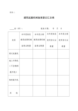 建筑起重机械备案登记表