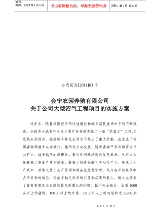 大型沼气项目实施方案