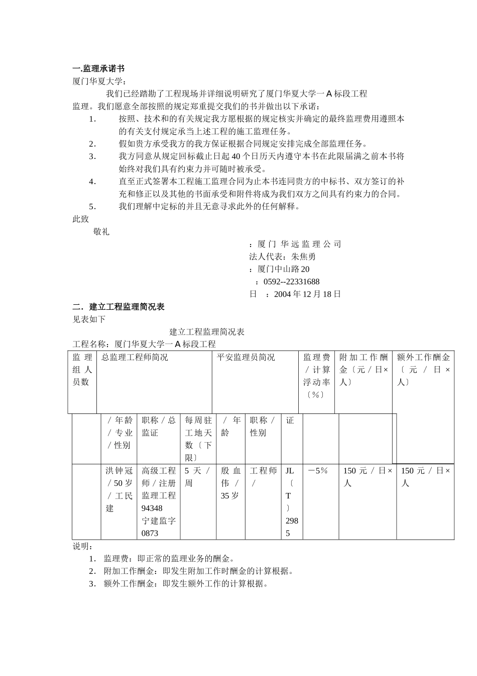 厦门华夏大学一期工程监理投标文件_第2页