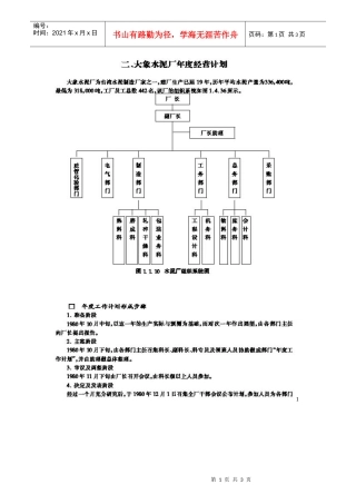 大象水泥厂年度经营计划1