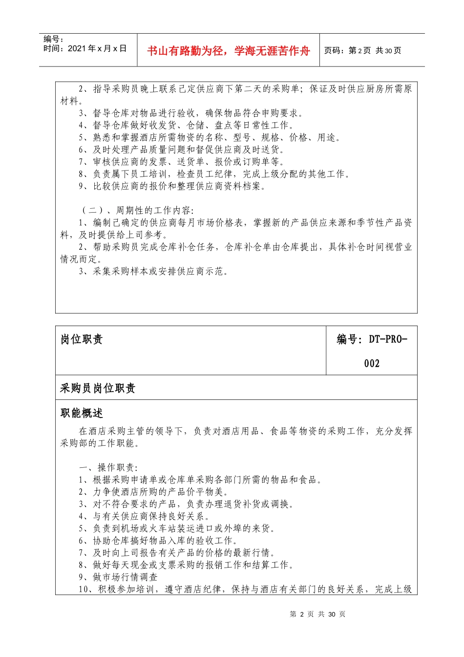 天然温泉度假村——采购部管理手册(DOC34页)_第2页
