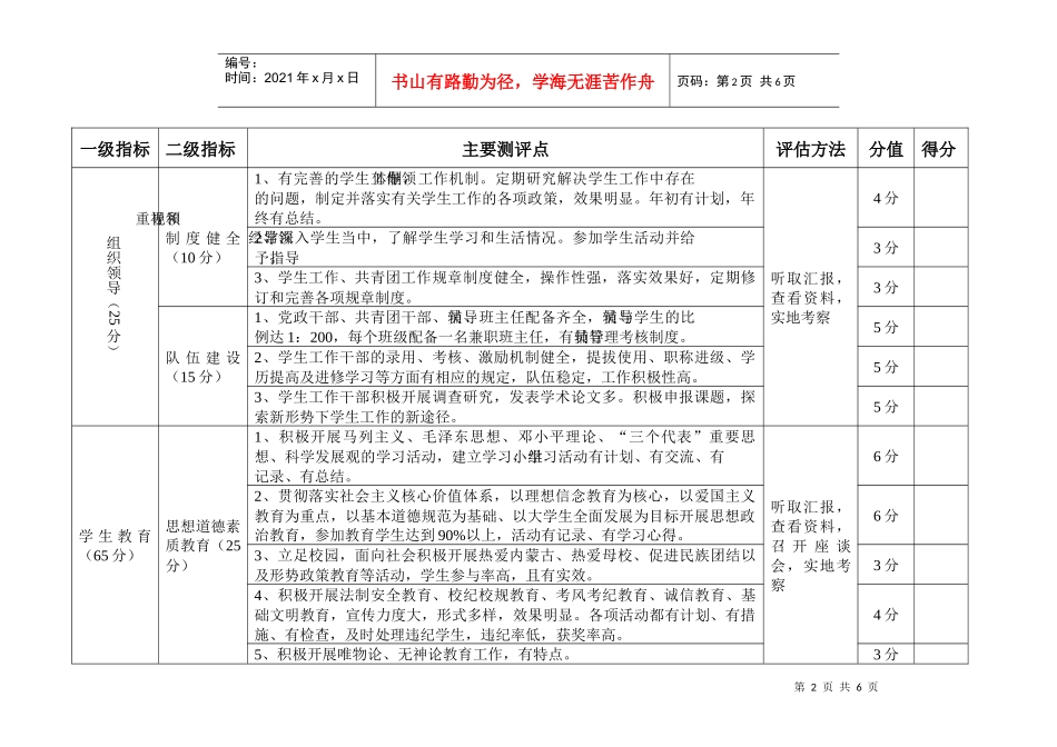 学校学生工作目标管理评估表_第2页