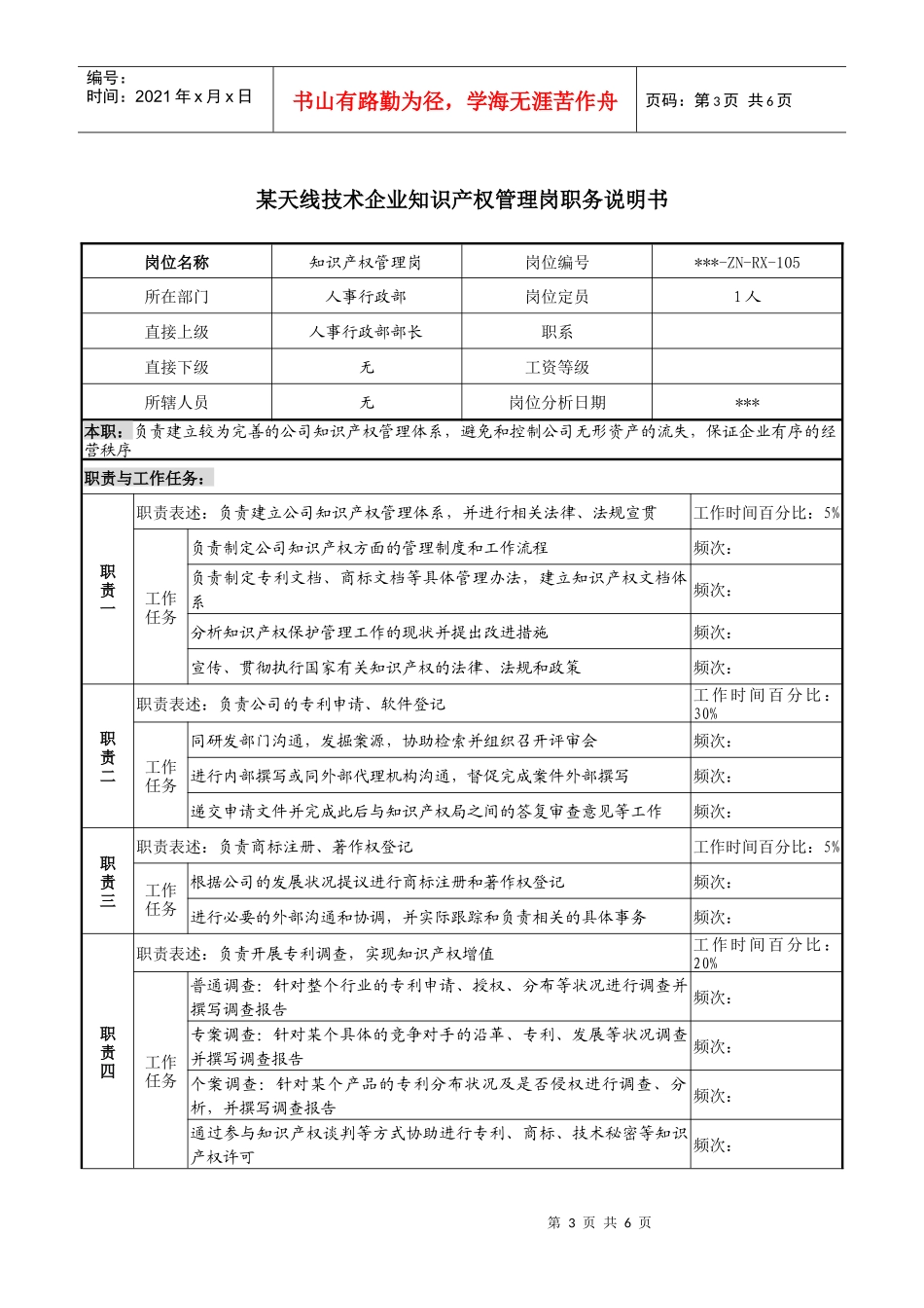 如何写企业行政管理岗职务说明书_第3页