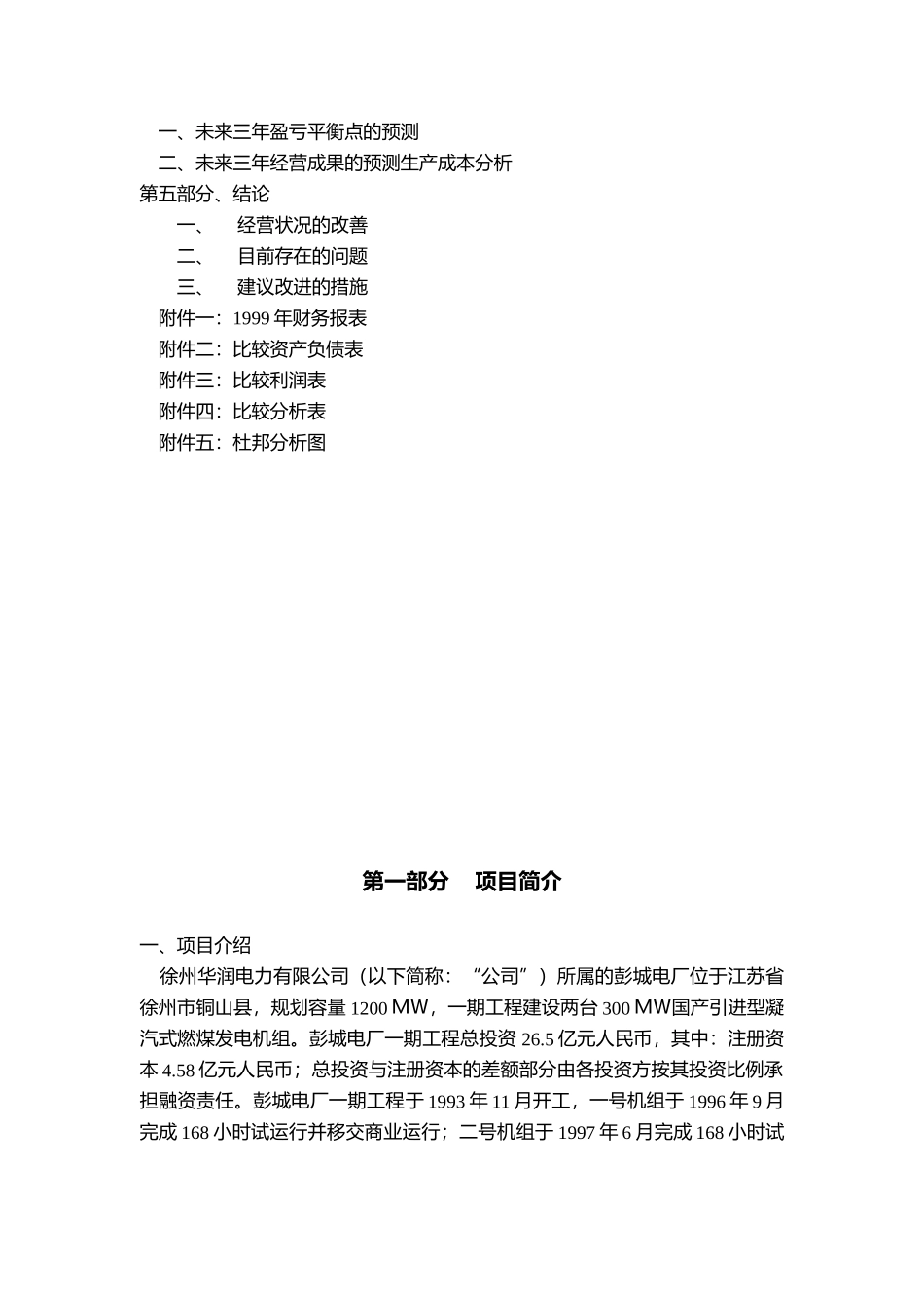 徐州华润电力有限公司一九九九年度经营状况分析_第3页