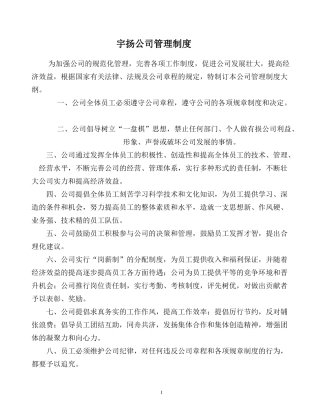 宇扬公司管理制度范本
