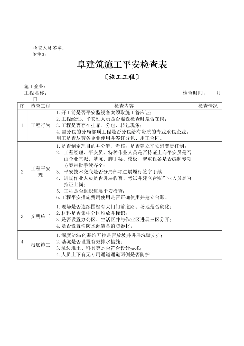 建筑工地安全检查表_第3页