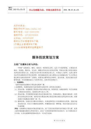 媒体投放策划方案