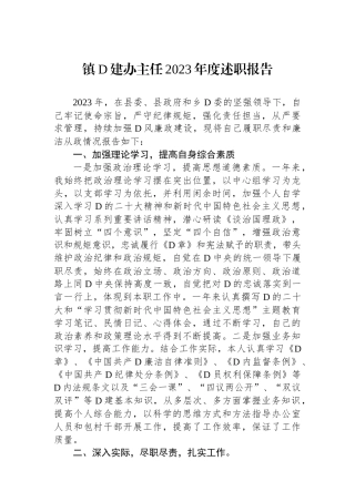 镇党建办主任2023年度述职报告