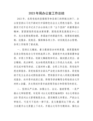 2023年局办公室工作总结