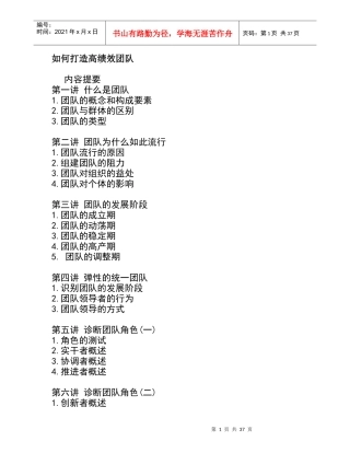 如何打造高绩效团队(doc 41页)