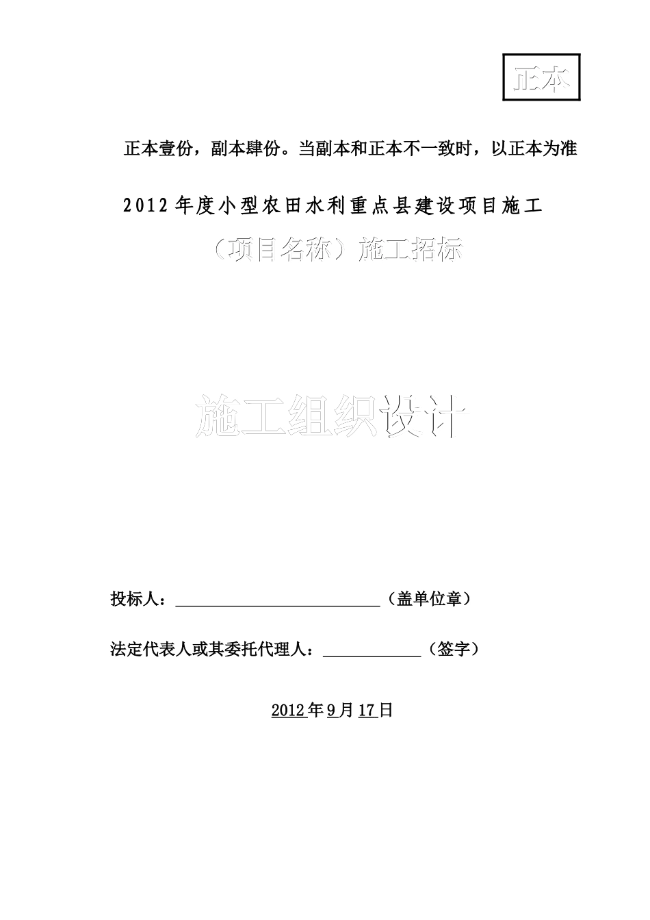 小型农田水利示范镇建设工程施工组织设计_第1页