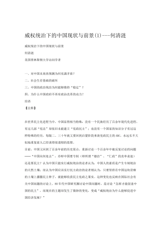 威权统治下我国现状与前景