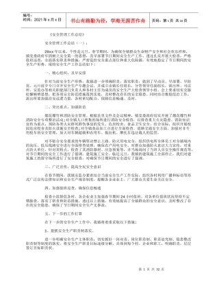 安全管理工作总结（DOC43页）